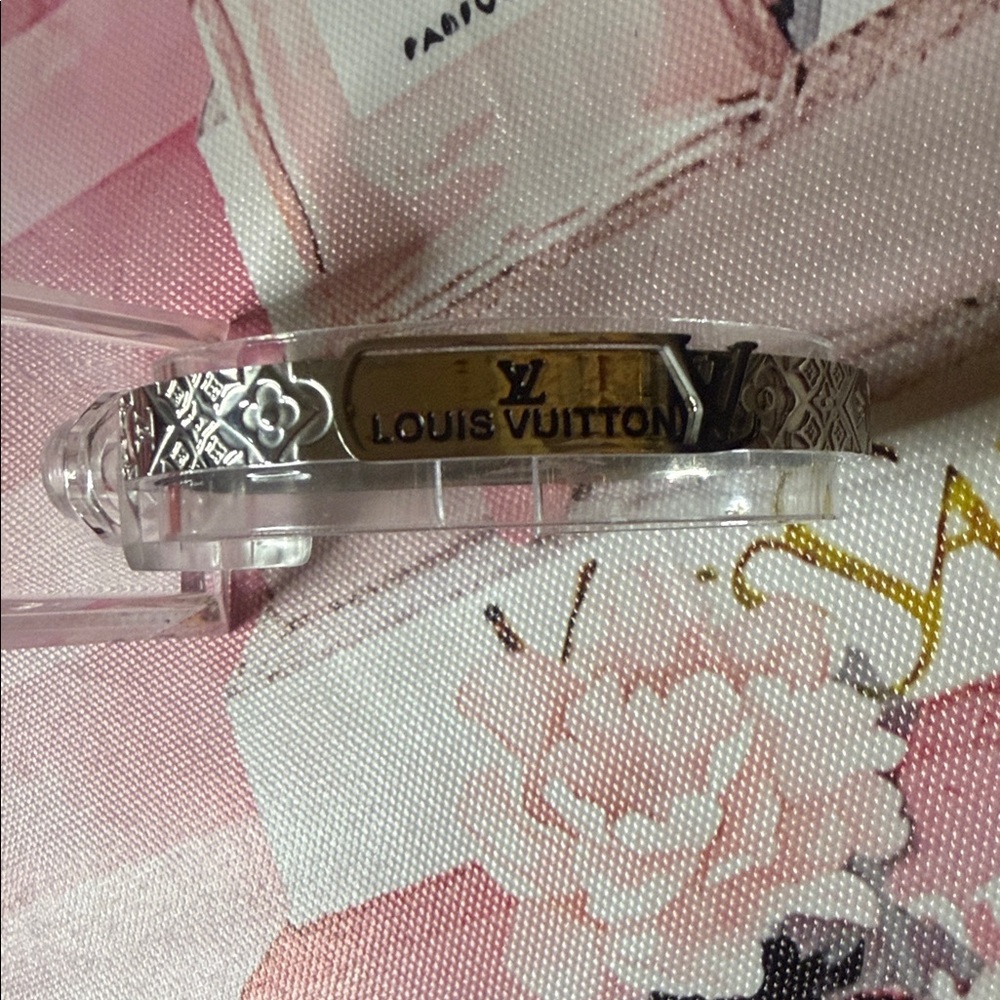 18k gold plated stainless steel waterproof Silver Engraved Bracelet